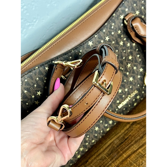 Michael Kors Arden Medium Brown Satchel with Gold Hardware & Star Pattern - Picture 11 of 13